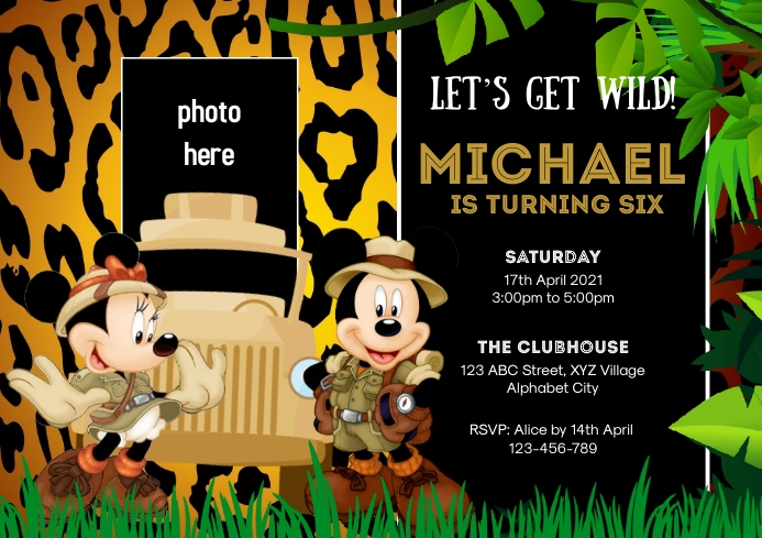Modele Invitation D Anniversaire De Mickey Et Minnie Safari Postermywall Modele Invitation D Anniversaire De Mickey Et Minnie Safari Postermywall