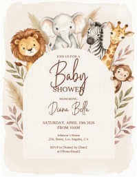 White Baby Shower Рекламная листовка Template