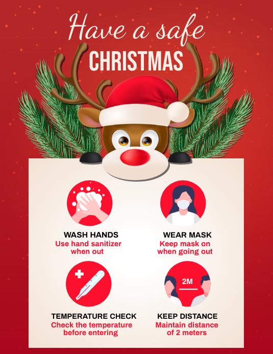 safe christmas, christmas covid-19 precaution Ulotka (US Letter) template