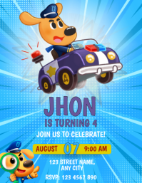 safety sheriff labrador birthday party invite Flyer (US Letter) template