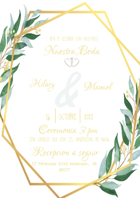 Sage green invitation A5 template