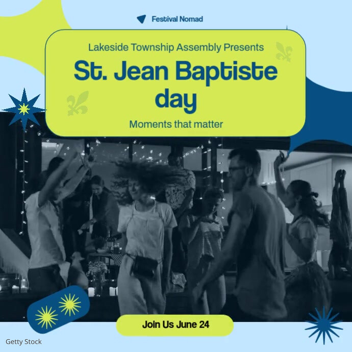 Saint Jean Baptiste Day Green Blue Post Publicação no Instagram template