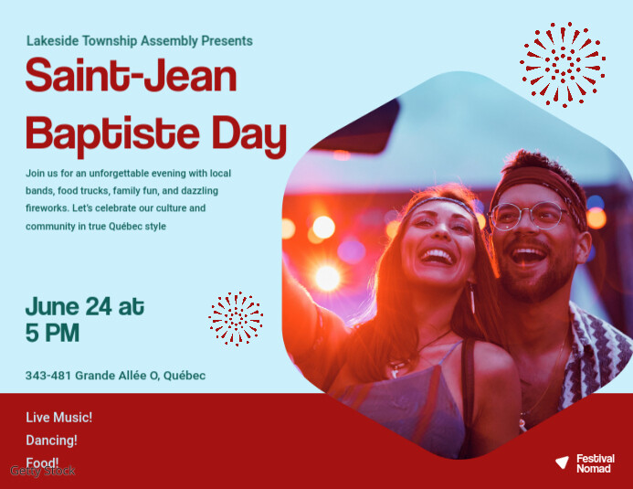 Saint Jean Baptiste Day Horizontal Flyer Folheto (US Letter) template