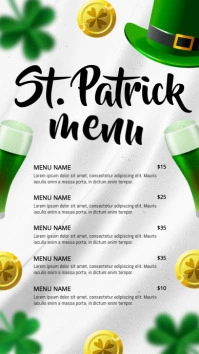 saint patrick's day menu, saint patrick Pantalla Digital (9:16) template