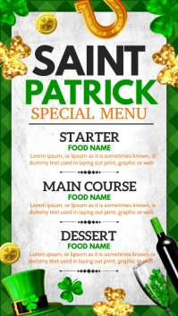 saint patrick's day menu, saint patrick Pantalla Digital (9:16) template