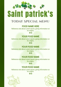 Saint Patrick's day menu templates A4