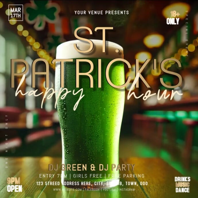 saint patrick's instagram square post design template Vierkant (1:1)