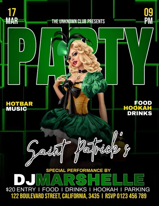Saint Patrick's Party Ads Flyer (US Letter) template