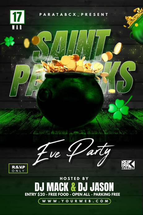 Saint Patrick's Day Eve Party Flyer Poster template
