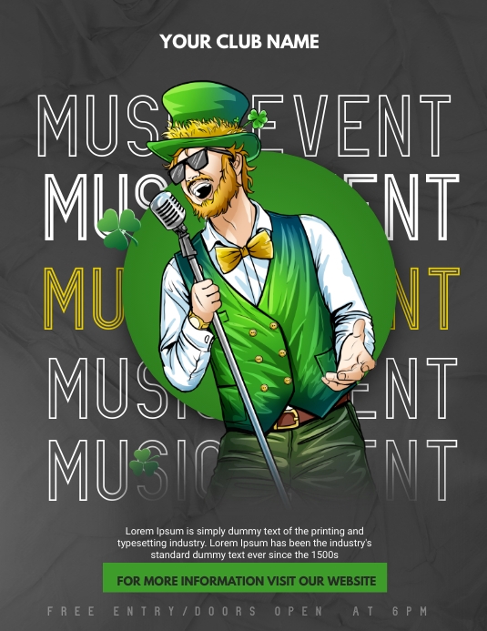 saint Patrick's day karaoke Ulotka (US Letter) template