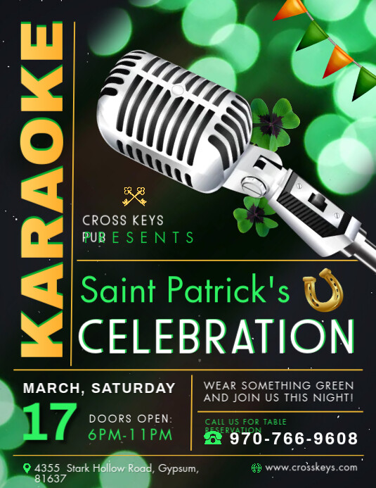 Saint Patrick's Day Karaoke Green Flyer template