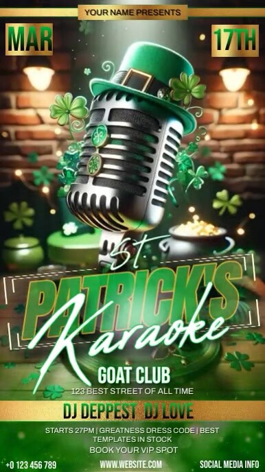 saint Patrick's day karaoke night Instagram Story template