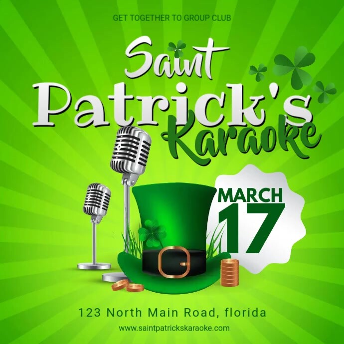 Saint Patrick's day Karaoke Party Invitation Kwadrat (1:1) template
