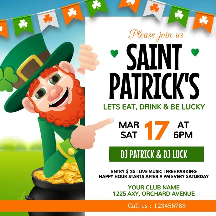 saint patrick's day party Wpis na Instagrama template