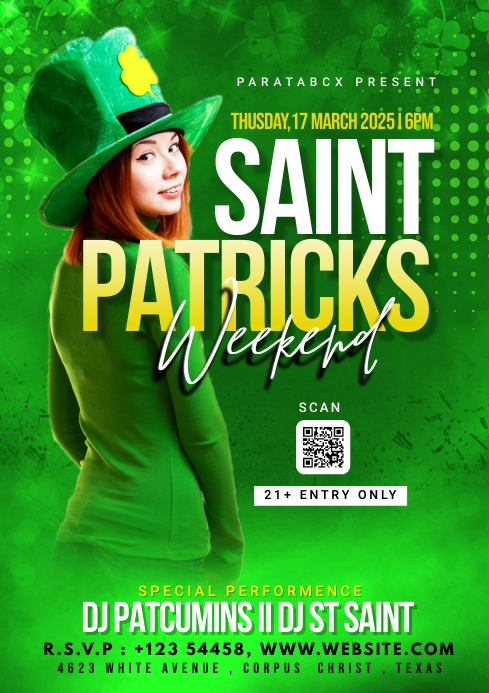 Saint Patrick's Day party flyer A1 template