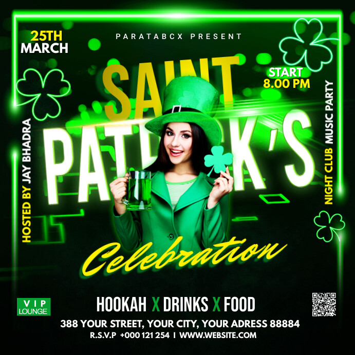 Saint Patrick's Day party flyer Kwadrat (1:1) template