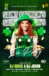 Saint Patrick's Day Party Flyer Half Page Wide template