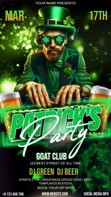 saint patrick's day party instagram story ad template