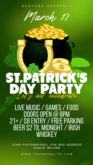 Saint Patrick's Day Party Instagram Story template