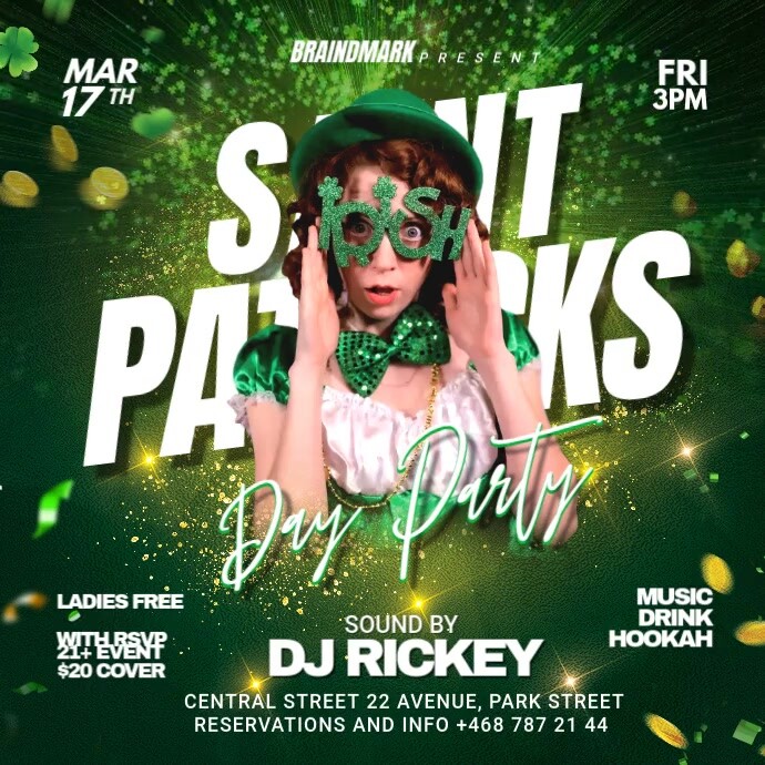 Saint Patrick's Day Party Video Ad Kwadrat (1:1) template