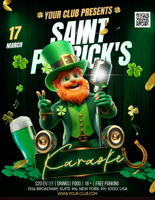 Saint Patrick's Karaoke Ulotka (US Letter) template