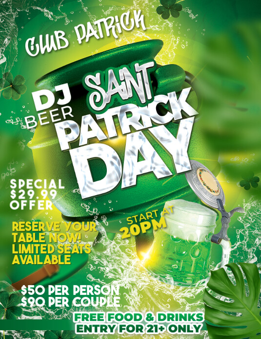 saint patrick day Folheto (US Letter) template