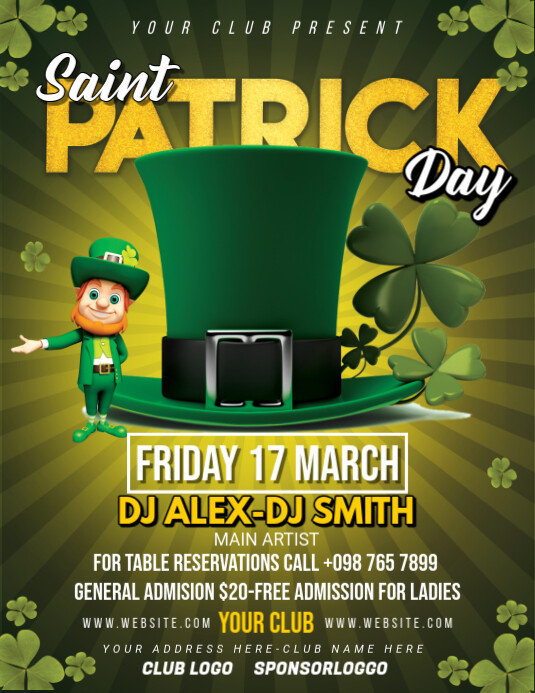 Saint patrick day Volantino (US Letter) template