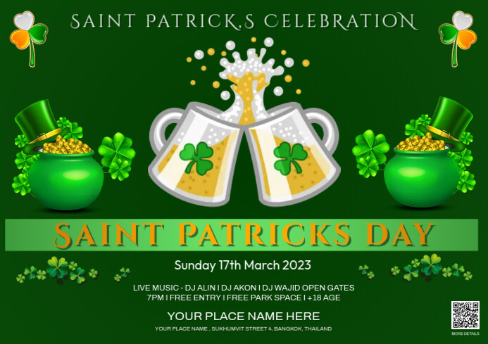 Saint Patrick day landscape celebration invitation flyer A4 template