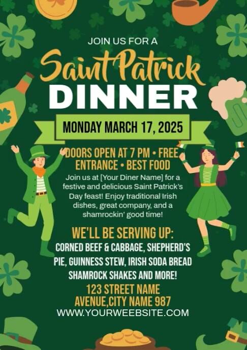 Saint Patrick Dinner A4 template