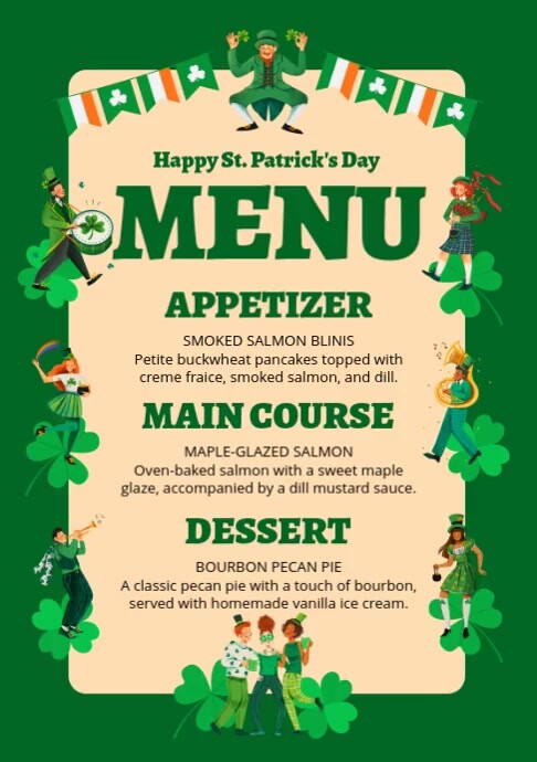 Saint Patrick Menu A4 template