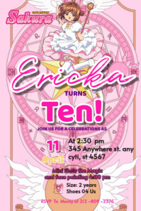 Sakura invitation Brithday party temple flayer editablet celebration Poster template