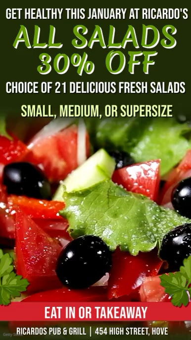 Local Salad Program Sign Salad Bar Digital Signage Promo Template | PosterMyWall