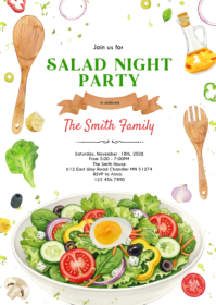 Salad bowls party invitation A6 template