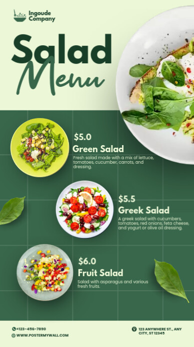 salad menu display 数字显示屏 (9:16) template