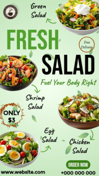 Salad Menu Flyer Digital Display (9:16) template