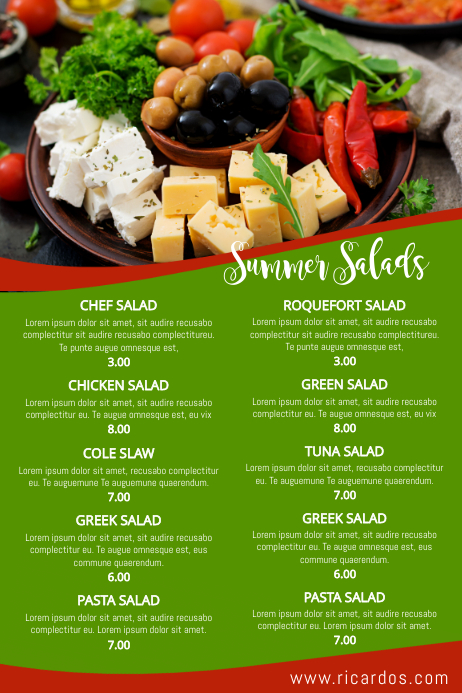 Salad Menu Poster Template PosterMyWall