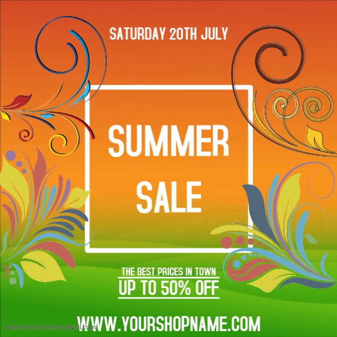 sale advert online shopping discount summer template shopping template