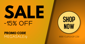 Sale Advert Shopping Discount Promo table laptop Promo Code Reklama na Facebooka template