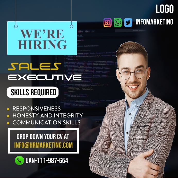 sale executive hiring posters Template | PosterMyWall