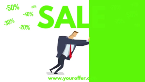 Sale Video Discount Green Advert Cover % Shop Facebook-covervideo (16:9) template