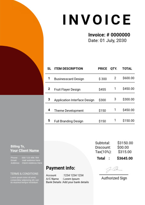 Sales Invoice A4 template