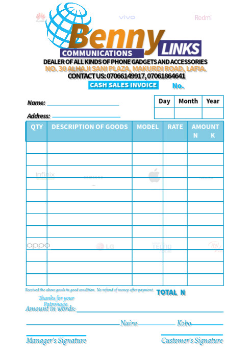 Sales receipt/invoice template A6