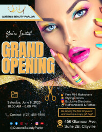 黑色 Beauty Parlor Grand Opening Flyer Template