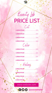 SALON PRICE LIST Instagram Story template