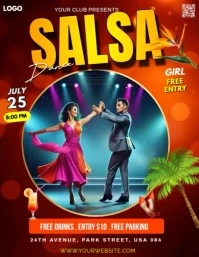Salsa Dance Night Party Flyer (us Letter) template