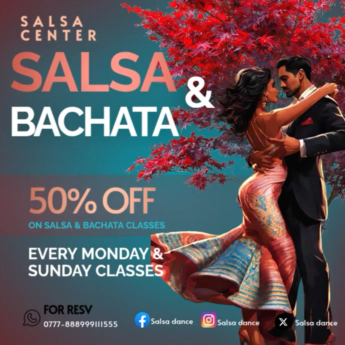 Salsa Dance Poster Templates Instagram 帖子