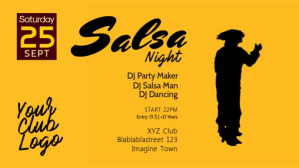 Salsa Night Party Event Latin Dance Dancing Видеообложка профиля Facebook (16:9) template