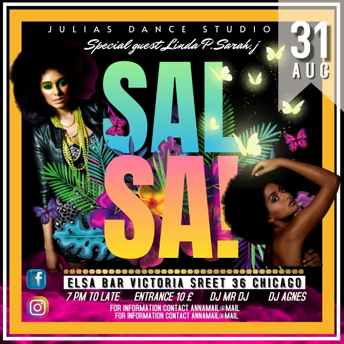 salsa party) bachata dance event (4) Template | PosterMyWall