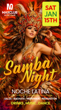 Samba Night Instagram Story Template – Latin Party & Club Event Design