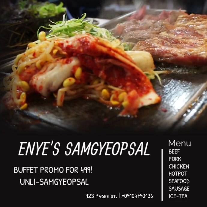 Samgyeopsal video promotion Isikwele (1:1) template